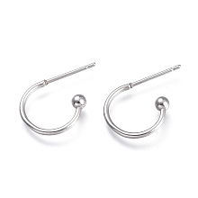 Honeyhandy 304 Stainless Steel Earring Hooks, Stainless Steel Color, 12.5x18.5x2.5mm, Pin: 0.8mm