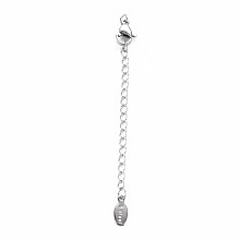 Honeyhandy 304 Stainless Steel Chain Extender, Cadmium Free & Nickel Free & Lead Free, with Lobster Claw Clasps and Tiny Oval Charm, Stainless Steel Color, 50mm, Hole: 2.5mm