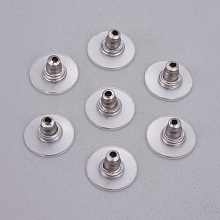 Honeyhandy 304 Stainless Steel Ear Nuts, Earring Backs, with Plastic, Stainless Steel Color, 11.5x6mm, Hole: 0.7mm