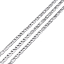 Honeyhandy Tarnish Resistant 304 Stainless Steel Mariner Link Chains, Unwelded, with Spool, Stainless Steel Color, 6x3x0.5mm, about 32.81 Feet(10m)/Roll