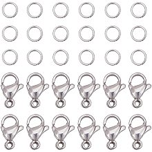 PandaHall Elite 300 pcs 4.4mm 304 Stainless Steel Jump Rings with 100pcs Lobster Claw Clasps for Earring Bracelet Necklace Pendants Jewelry DIY Craft Making, Stainless Steel Color