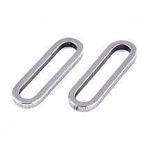 Honeyhandy 201 Stainless Steel Linking Rings, Laser Cut, Oval, Stainless Steel Color, 20x6x1.5mm, Inner Diameter: 17x3mm