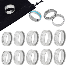 UNICRAFTALE 10Pcs 5 Sizes Blank Core Finger Rings Stainless Steel Grooved Finger Ring Wide Band Round Empty Ring for Inlay Ring Jewelry Making Gift Size 7-12 Stainless Steel Color