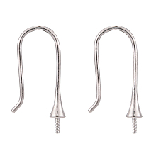 Honeyhandy 925 Sterling Silver Earring Hooks, Platinum, 21x3mm, Tray: 2mm, Pin: 0.8mm and 0.7mm