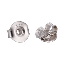 Honeyhandy 925 Sterling Silver Ear Nuts, Carved 925, Platinum, 6x6.5x3.5mm, Hole: 1mm