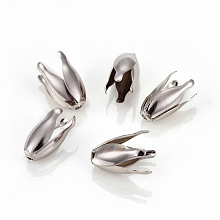 ARRICRAFT 4-Petal Iron Bead Caps, Flower, Platinum, 13x7~8mm, Hole: 1.2mm