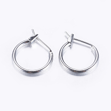 Honeyhandy Brass Hoop Earrings, Platinum, 15x14.5x1.5mm, Pin: 0.8mm