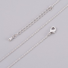 Honeyhandy Brass Cable Chain Necklaces, with Lobster Claw Clasp, Real Platinum Plated, 17.51 inch(44.5cm)