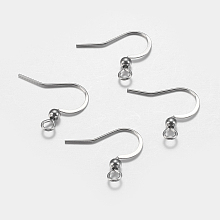 Honeyhandy 316 Surgical Stainless Steel French Earring Hooks, Flat Earring Hooks, Ear Wire, with Horizontal Loop, Stainless Steel Color, 16x17~19x3mm, Hole: 2mm, Pin: 0.6mm