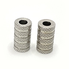 Honeyhandy 304 Stainless Steel Tube Beads, Grooved, Column, Stainless Steel Color, 11x6mm, Hole: 3mm