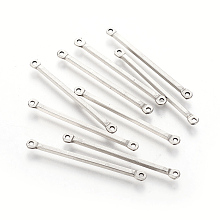 Honeyhandy 201 Stainless Steel Links connectors, Bar, Stainless Steel Color, 36x1.5x1.5mm, Hole: 1.2mm