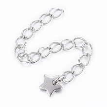 Honeyhandy 304 Stainless Steel Chain Extender, with Star Charms, Stainless Steel Color, 55x2.8mm