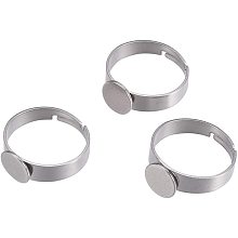 UNICRAFTALE 5pcs Stainless Steel Adjustable Flat Round Ring Base cabochon Settings DIY Bezel Blanks for Jewelry Rings Making 4.5x0.7mm