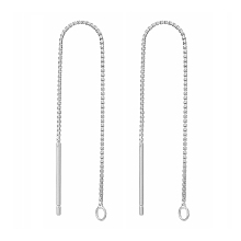 Honeyhandy Sterling Silver Stud Earring Findings, Ear Threads, Box Chains, Platinum, 68~70x0.65mm, Hole: 1~2mm