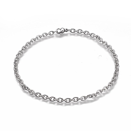 Honeyhandy 304 Stainless Steel Cable Chain Anklets, with Lobster Claw Clasp, Stainless Steel Color, 9-7/8 inch(25cm)