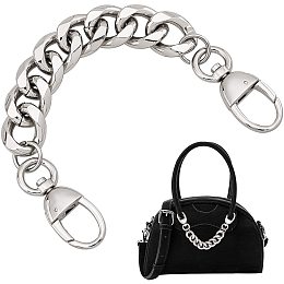 PandaHall Elite Purse Extender Chain, 0.7 Inch Wide Aluminum Alloy Bag Handles Short Bag Chain Purse Strap Extender Platinum Metal Bag Strap Replacement Purse Clutches Handles for DIY Bag, Lengh 8.6 Inch