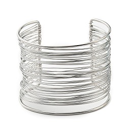 Honeyhandy Non-Tarnish 304 Stainless Steel Multi Line Cuff Bangles, Stainless Steel Color, Inner Diameter: 1-7/8x2-1/2 inch(4.9x6.25cm)