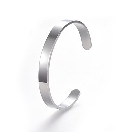 Honeyhandy 304 Stainless Steel Blank Cuff Bangles, Custom Engraved Name Text Bangle, Stainless Steel Color, Inner Diameter: 50x63mm, Width: 8mm