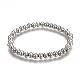 Honeyhandy 201 Stainless Steel Stretch Bracelets, Round, Stainless Steel Color, 2-1/4 inch(5.6cm)