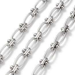 Honeyhandy Tarnish Resistant 304 Stainless Steel Oval & Knot Link Chains, Unwelded, with Spool, Stainless Steel Color, 12x6x1.5mm, 7x6x4mm, 5m/roll