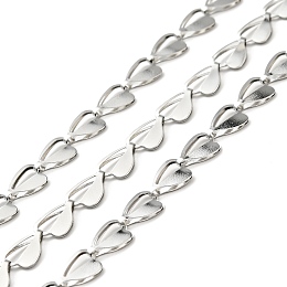 Honeyhandy 304 Stainless Steel Heart Link Chains, Unwelded, with Spool, Stainless Steel Color, 9x6x1.5mm