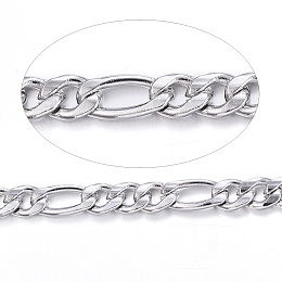 Honeyhandy 304 Stainless Steel Figaro Chains, with Spool, Unwelded, for Jewelry Making, Stainless Steel Color, 5~8x4x1mm, about 82.02 Feet(25m)/roll