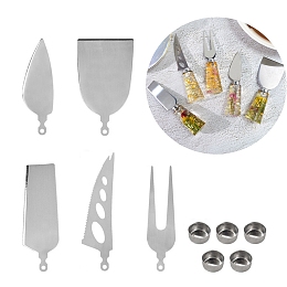 Honeyhandy 304 Stainless Steel Unfinished Cutlery Set, Including Knife, Fork, Spatula, for UV Resin, Epoxy Resin Mini Cutlery Craft Making, Stainless Steel Color, Cutlery: 76~94x24~47x1mm, Hole: 3mm, 5pcs/set