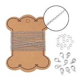 Honeyhandy DIY 3m Oval Brass Cable Chains Necklace Making Kits, 10Pcs Lobster Claw Clasps and 50Pcs Jump Rings, Platinum, Links: 2x1.5x0.5mm, 3m