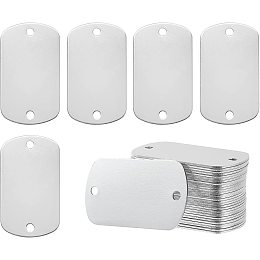 BENECREAT 30Pcs Aluminum Blanks Tags with 2 Holes, 2x1.14x0.04inch Oval Blank Engraving Connector Charms for DIY Dog Tags, Necklace Bracelet Jewelry Decorative Craft, Sliver