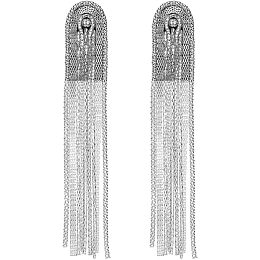 SUPERFINDINGS 2Pcs Shoulder Epaulets Tassels Chain Rivet Fringe Shoulder Pieces Platinum Metal Epaulettes Beads Crystal Shoulder Boards Badge with Pins for Men and Women Uniform Accessories