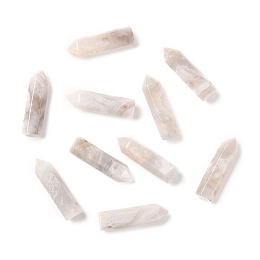 Honeyhandy Natural White Crazy Agate Pointed Pendants, Faceted, Bullet, 30~33x8~9mm, Hole: 1.4~1.6mm