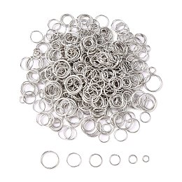 Honeyhandy Iron Jump Rings, Open Jump Rings, Mixed Size, Platinum, 18~21 Gauge, 4~10x0.7~1mm