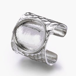 Honeyhandy Cuff Brass Pad Finger Ring Settings, Size 9, Platinum, Tray: 16.5x15mm, 19mm