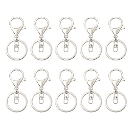 Honeyhandy 10Pcs Alloy Split Key Rings, Keychain Clasp Findings, Platinum, 66mm, about 10pcs/bag