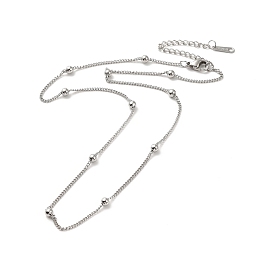 Honeyhandy 304 Stainless Steel Satellite Chain Necklace for Men Women, Stainless Steel Color, 15.55~16.18 inch(39.5~41.1cm)