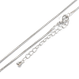 Honeyhandy Brass Box Chain Necklaces, Long-Lasting Plated, Real Platinum Plated, 16.34 inch(41.5cm)