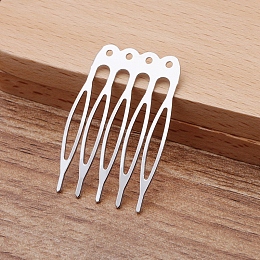 Honeyhandy Iron Hair Comb Findings, with Loops, Platinum, 40x27x0.8mm