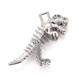 Honeyhandy Alloy Pendants, Cadmium Free & Lead Free, 3D Tyrannosaurus, Platinum, 28.5x34.5x10mm, Hole: 4x3mm