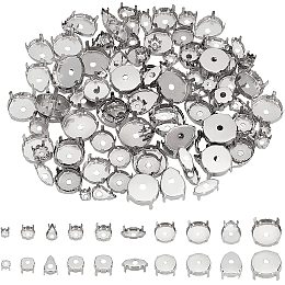 Arricraft 500 Pcs Stainless Steel Rhinestone Claw Settings, Flat Round/Horse Eye/Teardrop Shaped Prong Setting for Rhinestones