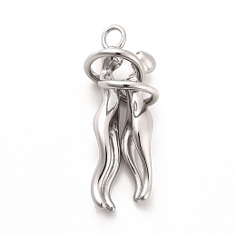 Honeyhandy 304 Stainless Steel Pendants, Human Huging, Stainless Steel Color, 37.5x13mm, Hole: 3.4mm