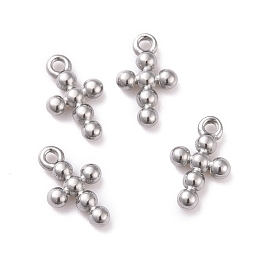 Honeyhandy 304 Stainless Steel Charms, Cross, Stainless Steel Color, 12.5x7.5x2mm, Hole: 1.2mm