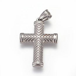 Honeyhandy 304 Stainless Steel Pendants, Cross, Stainless Steel Color, 40.5x28x4mm, Hole: 5x7mm