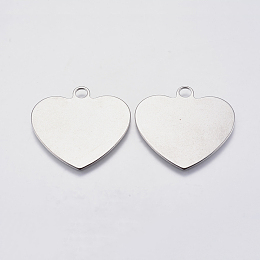 Honeyhandy 201 Stainless Steel Stamping Blank Tag Pendants, Heart, Stainless Steel Color, 33x34x1mm, Hole: 4mm