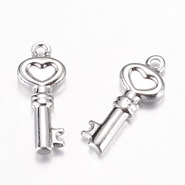 Honeyhandy 201 Stainless Steel Pendants, Key, Stainless Steel Color, 18.5x7.5x3mm, Hole: 1mm