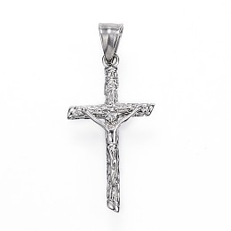 Honeyhandy 304 Stainless Steel Pendants, For Easter, Crucifix Cross, Stainless Steel Color, 41.5x22x5mm, Hole: 5x9mm