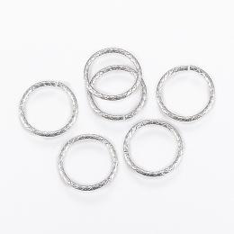 Honeyhandy 304 Stainless Steel Jump Rings, Open Jump Rings, Textured, Stainless Steel Color, 14.5x1mm, about 12mm inner diameter