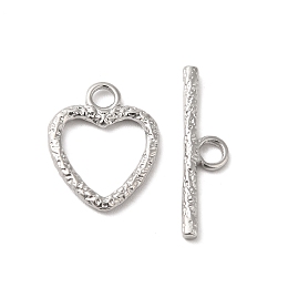 Honeyhandy Non-Tarnish 304 Stainless Steel Toggle Clasps, Heart, Stainless Steel Color, Heart: 16.5x13.5x2mm, Hole: 3mm, Bar: 22x6x2mm, Hole: 3mm.