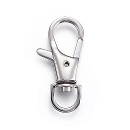 Honeyhandy 304 Stainless Steel Swivel Lobster Claw Clasps, Swivel Snap Hook, Stainless Steel Color, 34x16x5mm, Hole: 8mm