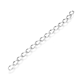 Honeyhandy 304 Stainless Steel Chain Extender, Dapped Curb Chain, Stainless Steel Color, 45~52mm, Link: 4.5x2.5x0.5mm