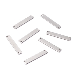 Honeyhandy 304 Stainless Steel Connector Charms, Rectangle, Stainless Steel Color, 35x6x1mm, Hole: 1.5mm